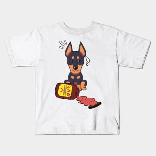 Funny Alsatian Spills a jar of BBQ Sauce Kids T-Shirt